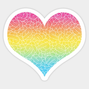 Ombré pansexuality colours and white swirls doodles heart Sticker